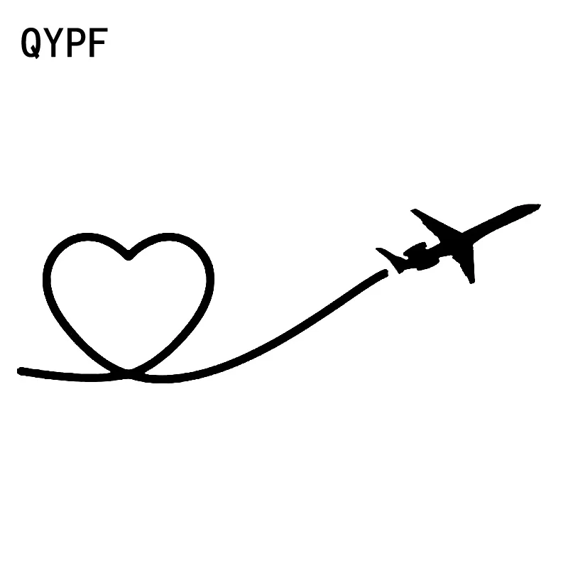 QYPF 18 4 см * 6 2 изящный летающий самолет Trail Of Heart Love Виниловая наклейка для