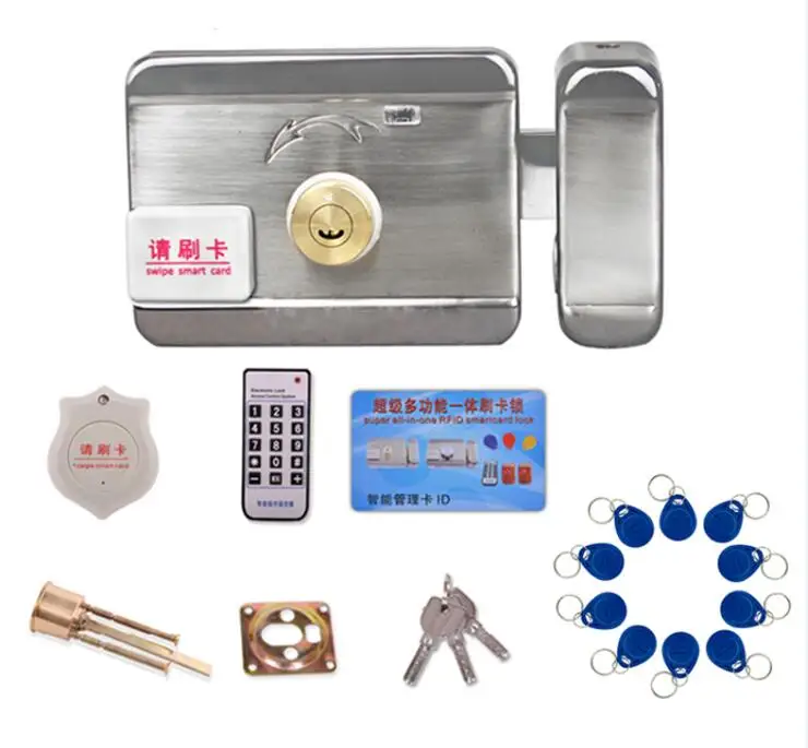 exit by keys LPSECURITY 20 тегов двери и ворота замок система контроля доступа электронный интегрированный RFID ID ридер дверной обод замок для домофона - Цвет: exit by keys