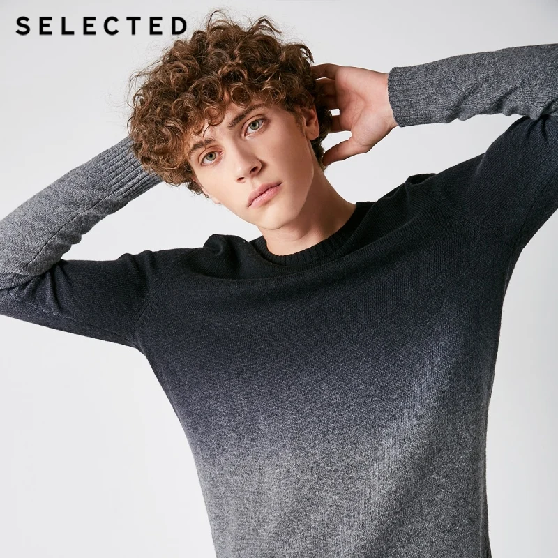 SELECTED Men's Sweater Pure Wool Autumn Knit Gradual Change Business Casual Pullovers S 418425508 Мужская одежда