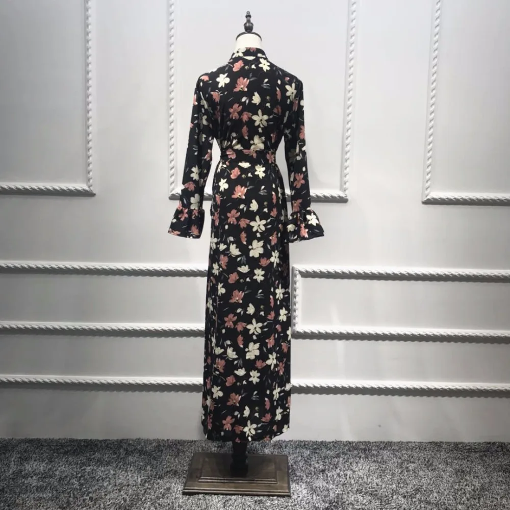 Элегантное мусульманское платье Abaya длинные халаты с цветочным принтом кимоно