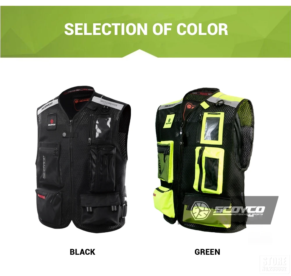 SCOYCO мотоциклетная куртка защитная Экипировка Chaqueta Moto куртка Светоотражающая летняя мотокроссная бездорожье гоночный жилет с защитой