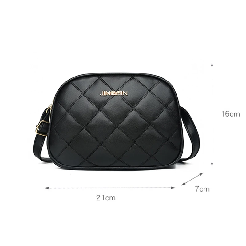 

Women Waterproof Prismatic Plaid Leather Shoulder Bag with Adjustable Strap -OPK