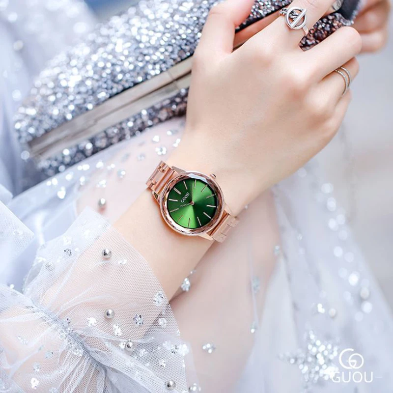 Женские часы новые GUOU женские часы розовое золото браслет часы из нержавеющей стали автоматические часы с датой Часы relogio feminino saat