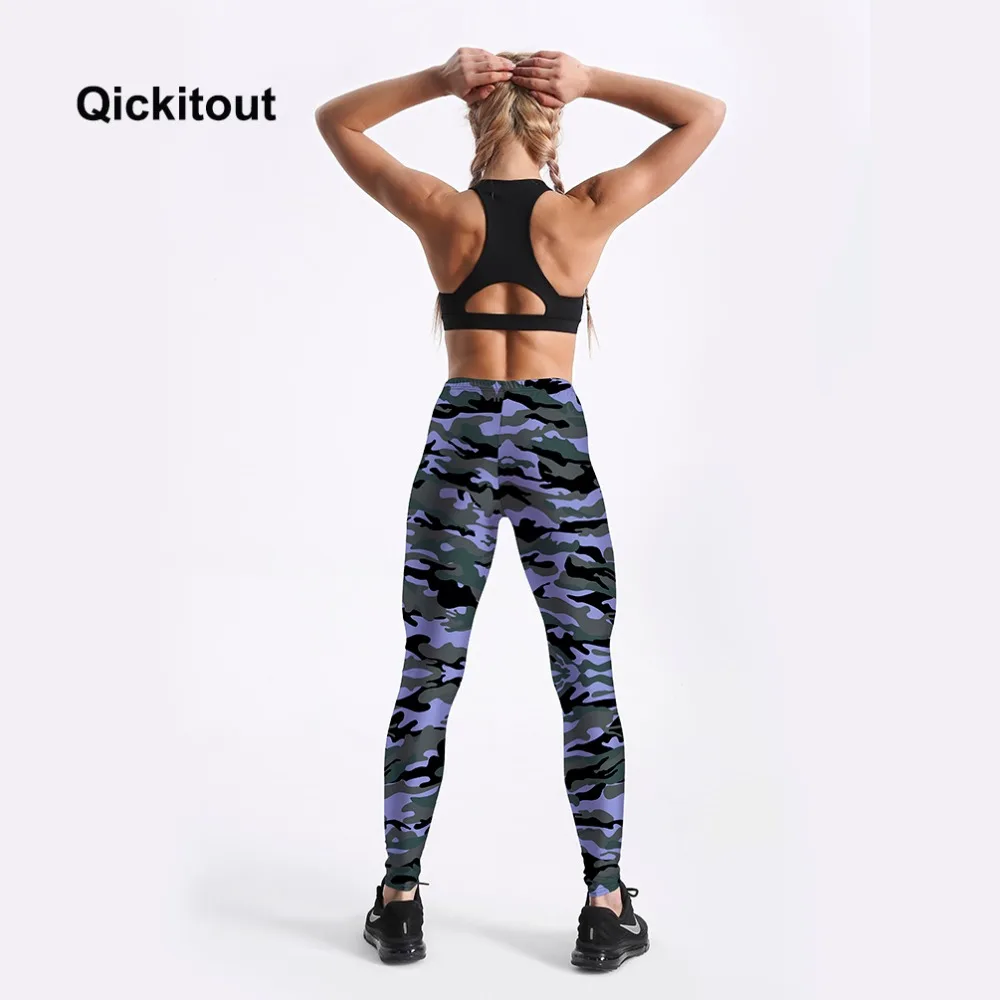 Qickitout леггинсы модные сексуальные женские леггинсы для фитнеса Новые Классические Серые камуфляжные брюки узкие брюки Джеггинсы размера плюс