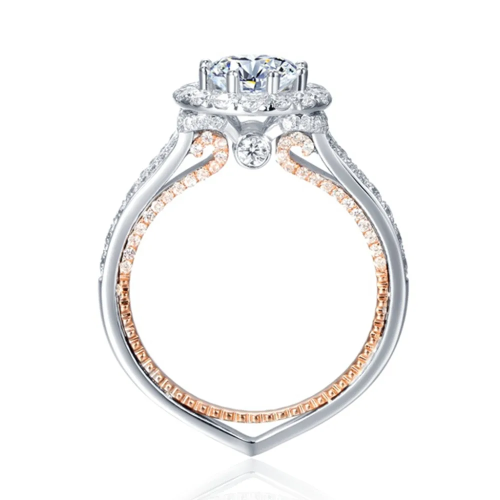 14 k белое золото 5ct карат муасаниты кольцо Роскошная Группа Набор двойной цвет
