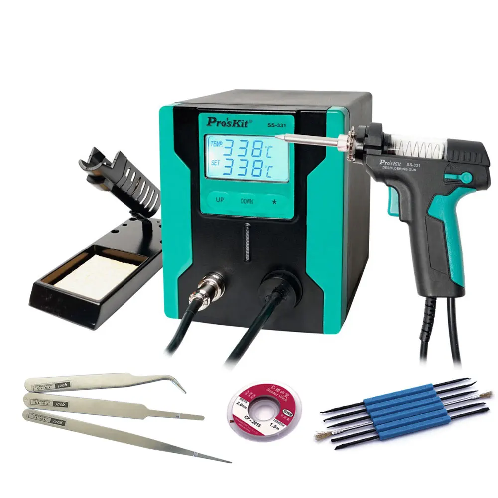 Package 4 Qsunrun выпуск Pro'sKit SS-331H ESD lcd цифровой электрический насос для распайки BGA всасывающий вакуумный припой присоска пистолет - Цвет: Package 4