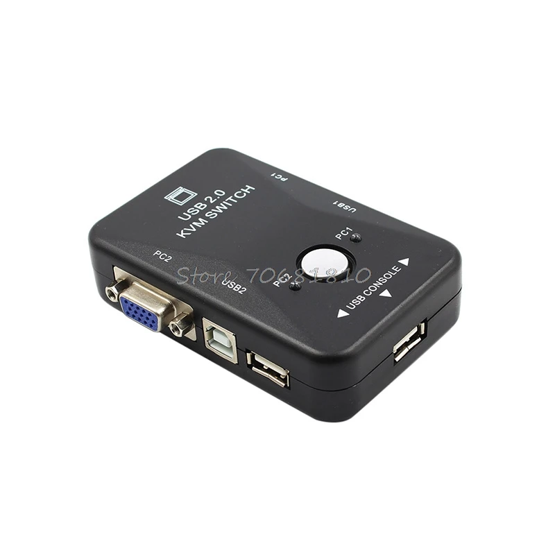USB2.0 2 портовый KVM переключатель коробка мышь/клавиатура/VGA видео монитор 1920x1440