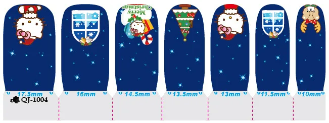 14 шт./лист 14 видов Hello kitty ногтей Обертывания 3D на весь ноготь наклейки дизайнерские наклейки для ногтей наклейки макияж татуировки DIY маникюр инструмент - Цвет: QJ-1004 1sheet
