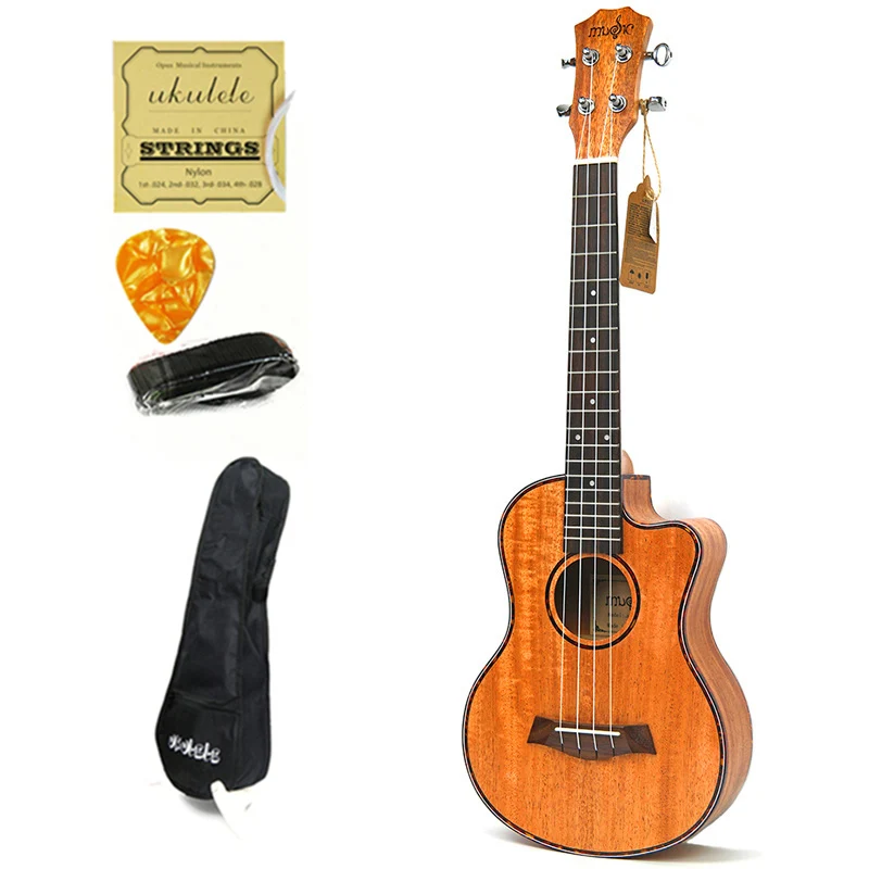 23 дюймов Гавайские гитары укулеле красное дерево 4 струны Ukelele Hawai гитары музыкальный инструмент электрогитара с звукоснимателем эквалайзером guitalele - Цвет: uku and bag and part