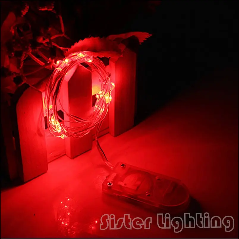 CR2032 кнопка на батарейках 2 м 20 LED серебро/медная проволока мини сказочные гирлянды