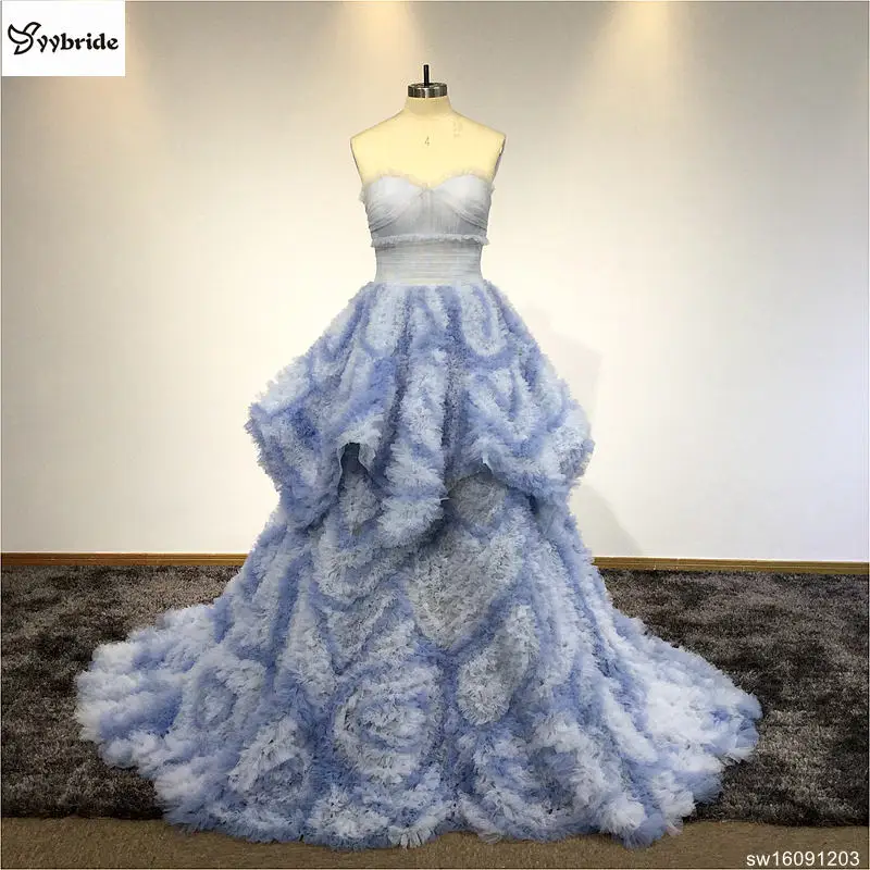 Новое поступление, вечернее платье, бальное платье, милое, светло-голубое, с оборками, вечернее платье, платья для выпускного вечера, индивид...