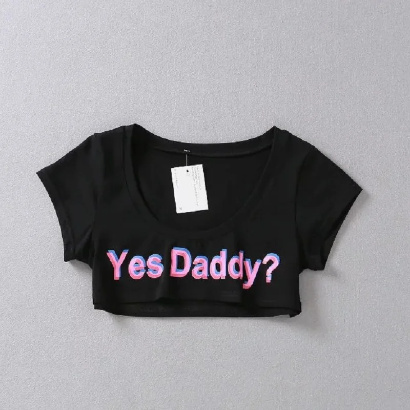 Футболка женская в японском стиле с надписью Yes Daddy | Женская одежда