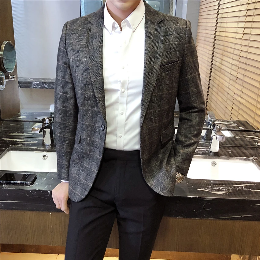 Мужской деловой Блейзер с длинным рукавом размеры S M L XL XXXL 4XL 5XL | Мужская одежда