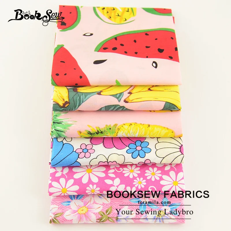 Booksew 100% хлопок поплин Ткань цветов и фруктов серии Дизайн 6 шт./лот Жир Квартал
