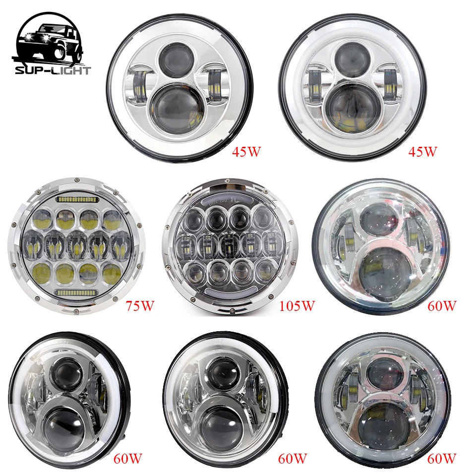 7 дюймов хромированная мотоциклетная светодиодная фара с кольцом halo для Harley Road King