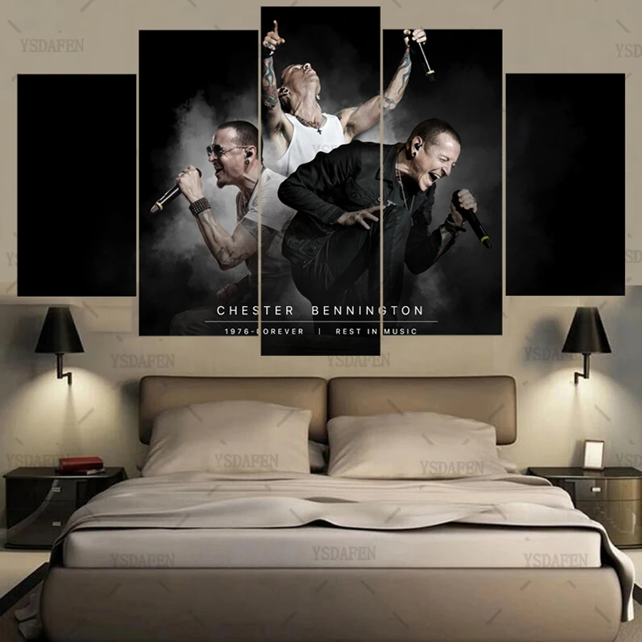 Картина напечатанная на холсте украшение комнаты постер в рамке 5 панель Linkin Park