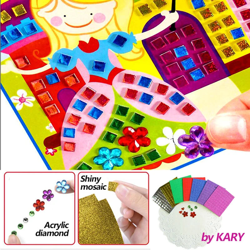 3D кристалл акриловые головоломки DIY Мозаика Пена наклейки эва ручной работы художественный мультфильм творческие развивающие игрушки для детей можно выбрать