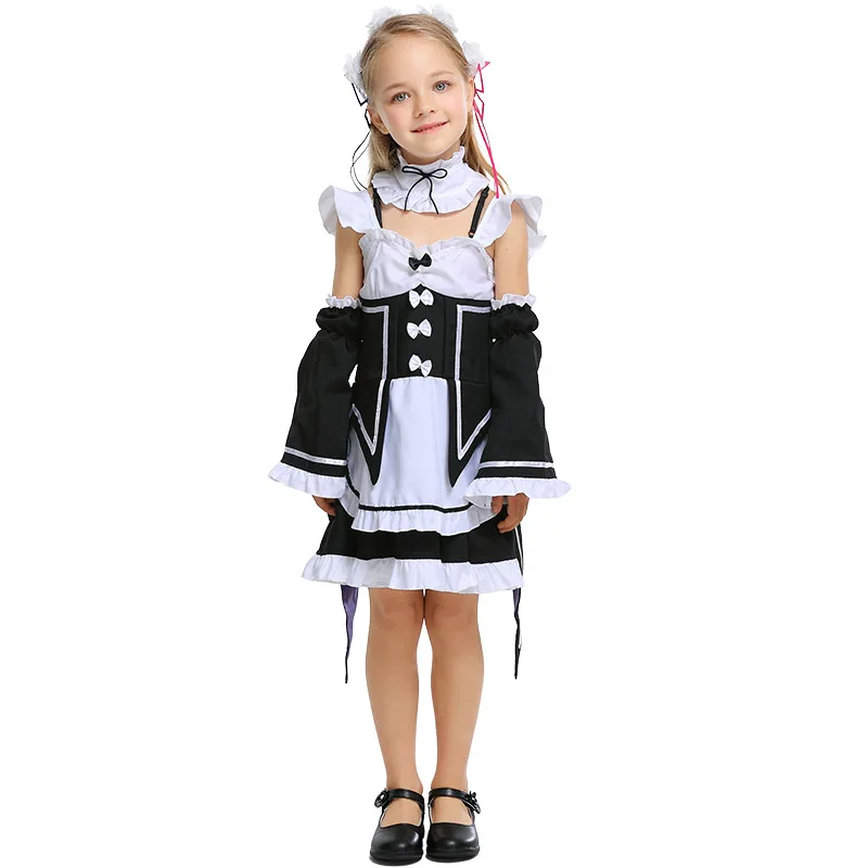 Umorden/японское аниме RE: ZERO-Starting Life in другой мир Rem Ram; платье для костюмированной вечеринки для девочек; детское платье для девочек-подростков