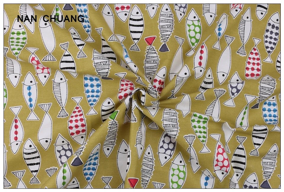 Nanchuang, 7 шт./лот, серия рыб, хлопковая ткань, Лоскутная Ткань для рукоделия, ручная работа, для шитья, для детей, материалы 20x25 см