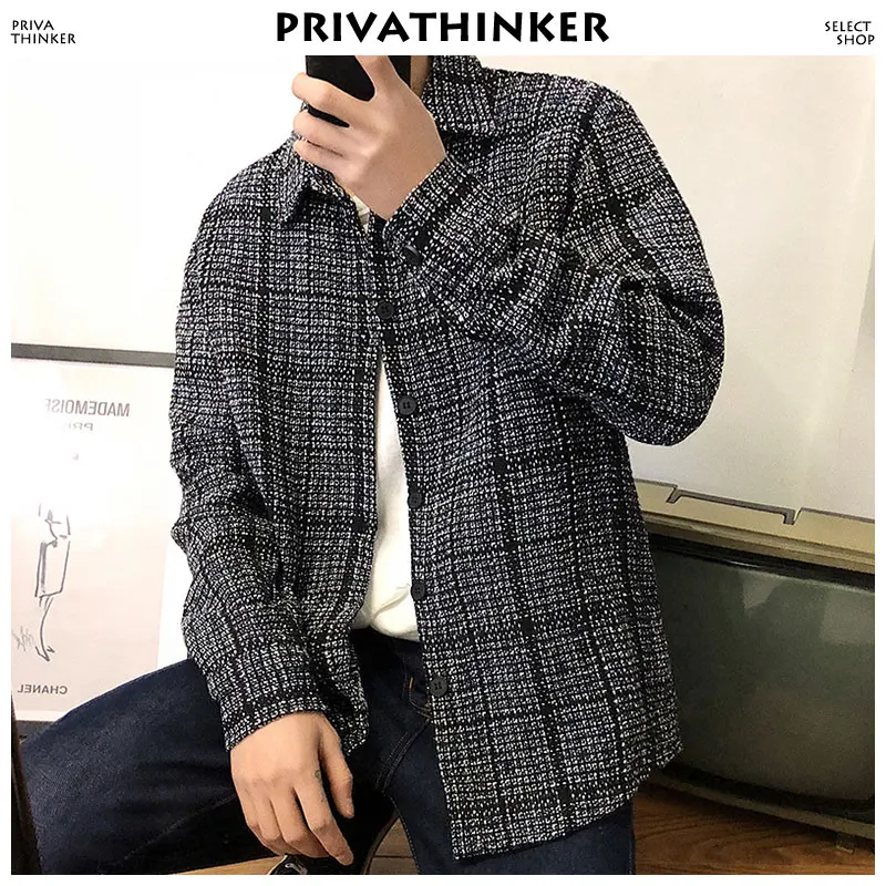 Privathinker для мужчин рубашка в клетку 2018 s Уличная рубашки с длинными рукавами