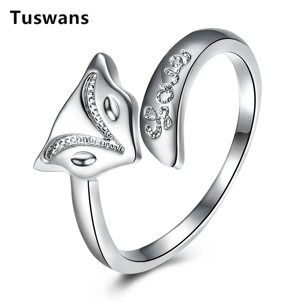 Изящный дизайн серебряный цвет лиса кольцо на палец для женщин милое животное