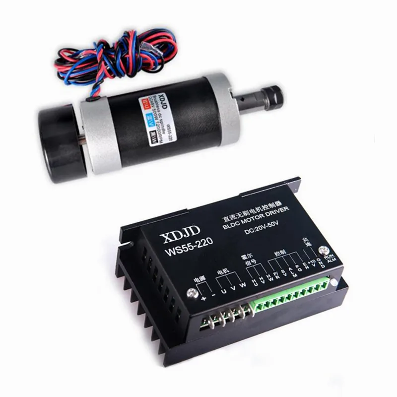 spindle and driver ER11 цанговый бесщеточный 500 Вт DC шпиндель токарный станок с ЧПУ набор 55 мм зажим драйвер Источник питания 3,175 мм деревообрабатывающий фрезерный станок Инструменты - Цвет: spindle and driver