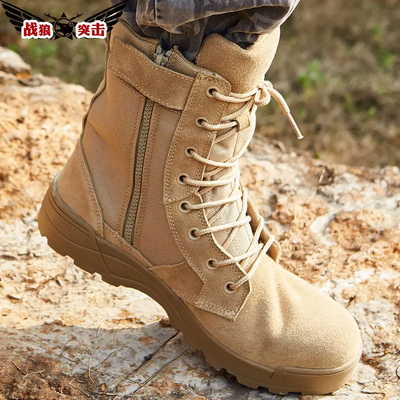Men's assault high-top hiking boots summer hiking combat men's outdoor tactical breathable desert military waterproof shoes