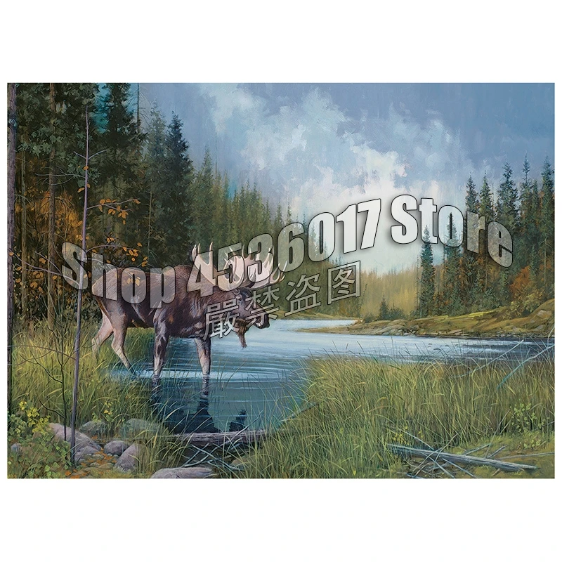

Diamond Embroidery DIY Diamond Painting Moose Lake Mountain & Rivers landscape Cross Stitch Rhinestone Mosaic Home Decor Crafts