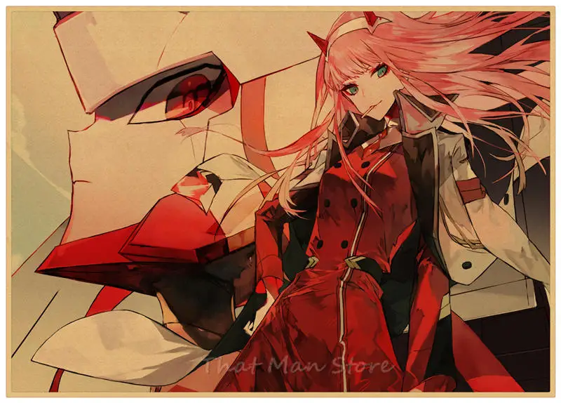 Милый в FranXX HIRO ZERO TWO ICHIGO GORO стикер Плакат из крафт-бумаги японского аниме плакат ретро плакат 30*21 см