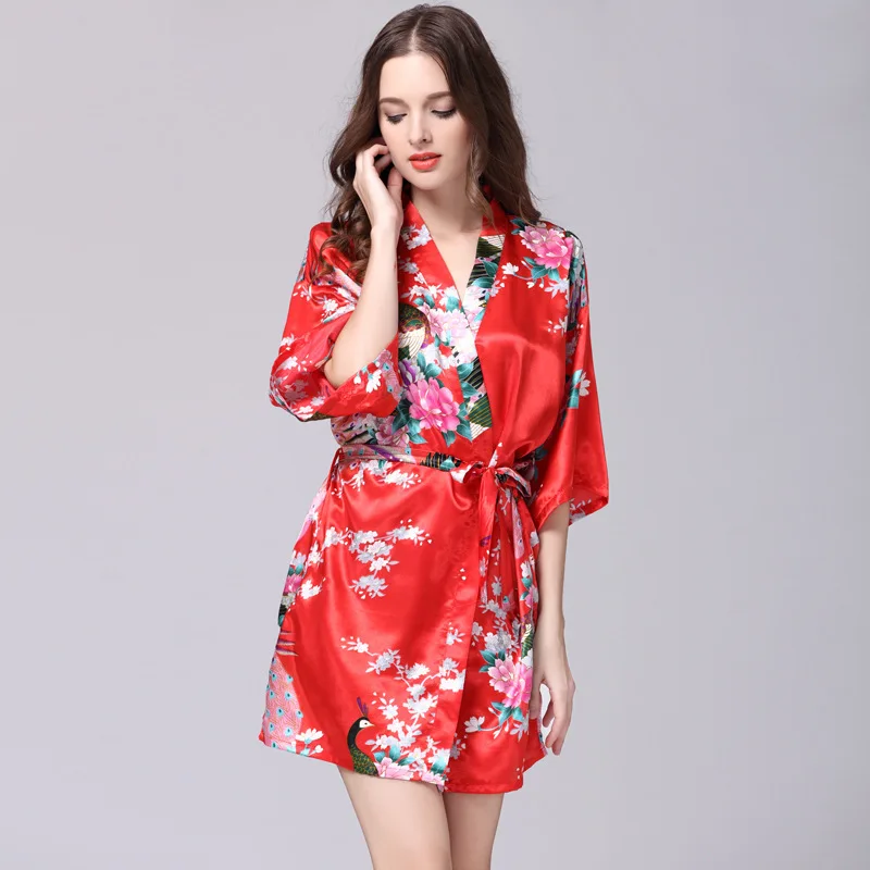 

Chinese Style Bride Wedding Robe Vintage Flower Print Nightgown Women Sleepwear Elegant Home Dress Summer New Nightdress