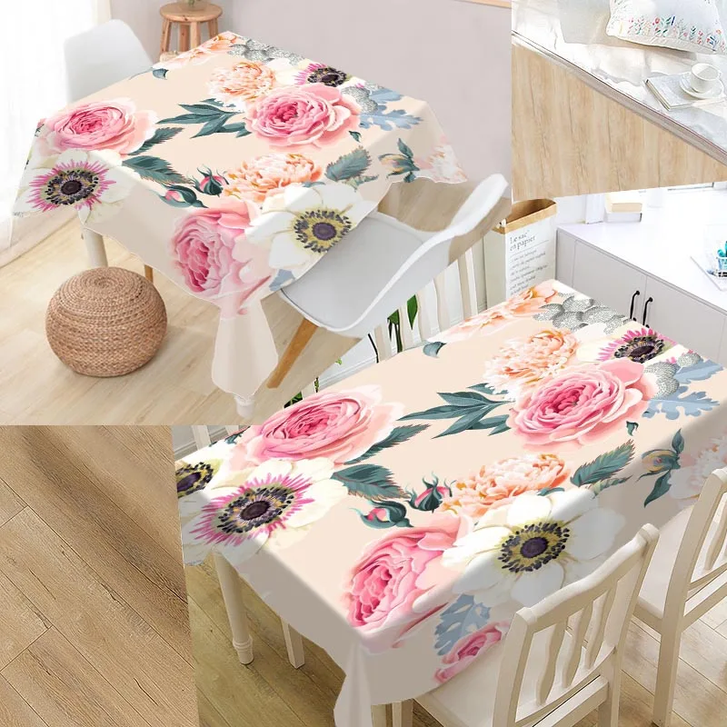 

Custom flower pattern Tablecloth Square /Rectangular Tablecloth For Wedding Table Cloth Cover TV Covers Tea Tablecloth