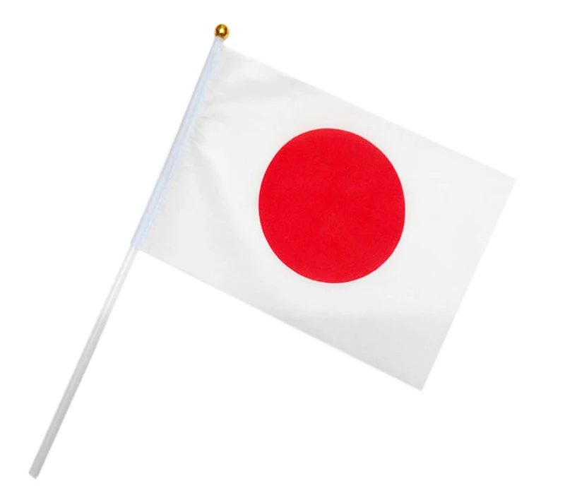 

12 pieces a dozen of Japan hand flags Size 14x21cm/20x30cm/30x45cm Polyester National flags with plastic flagpoles