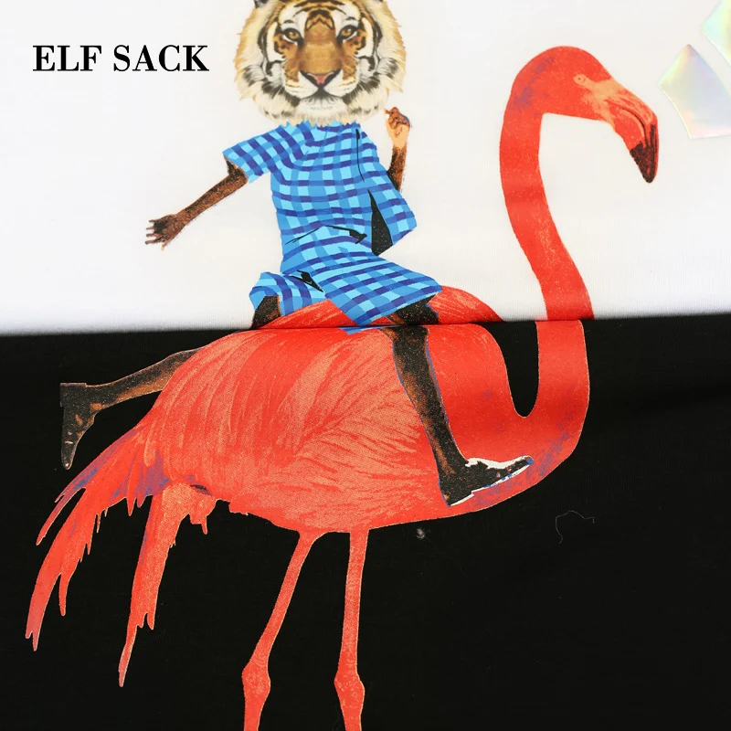 ELFSACK весна 2019 новинка большие размеры футболки для женщин хлопок на каждый день