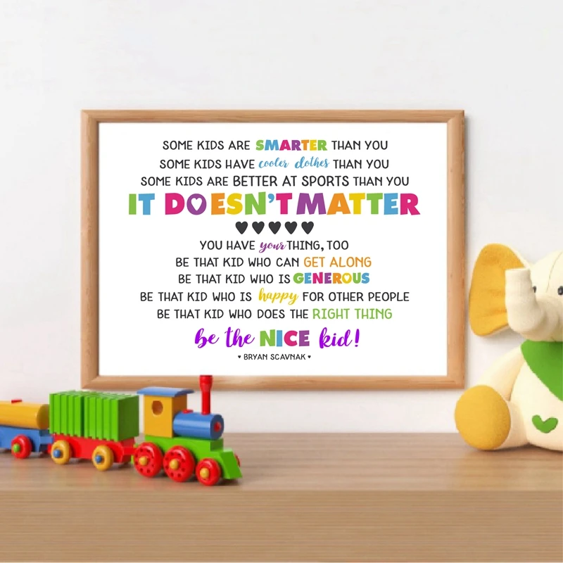 

Художественная настенная Картина на холсте Be the Nice Kid с цитатами, цветной классный мотивационный постер с цитатами и принтами, декор детской ...