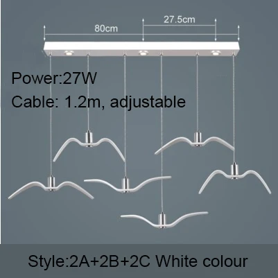 2A2B2C White L80CM Смола Brokis ночные птицы силуэт небо свобода птица Чайка подвесной светильник - Цвет корпуса: 2A2B2C White L80CM