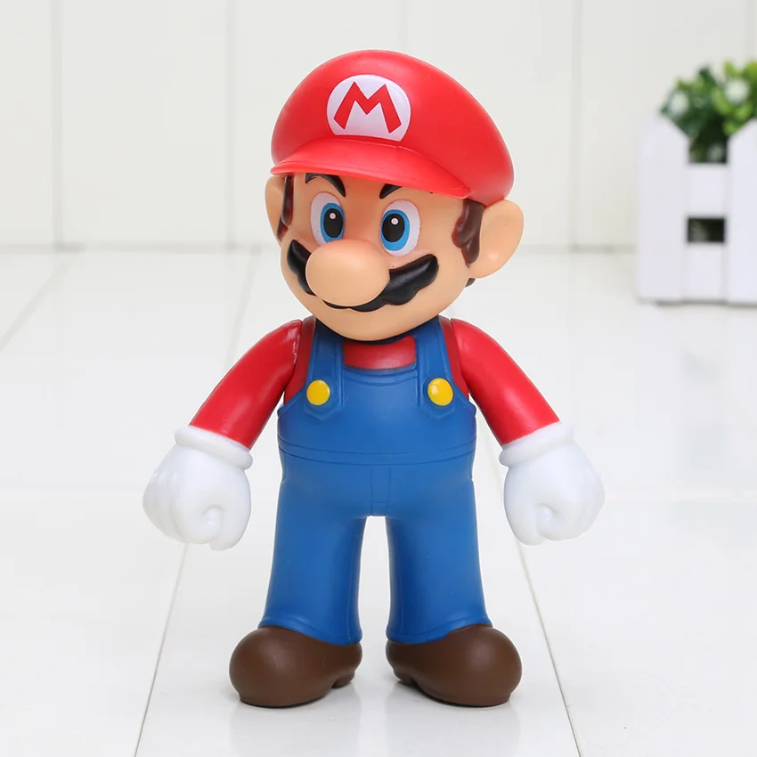Super Mario Bros фигурка Боузер Купа Йоши Марио Луиджи Варио Ослик Конг персиковый гриб ПВХ фигурка игрушки модельные куклы - Цвет: Mario red hat