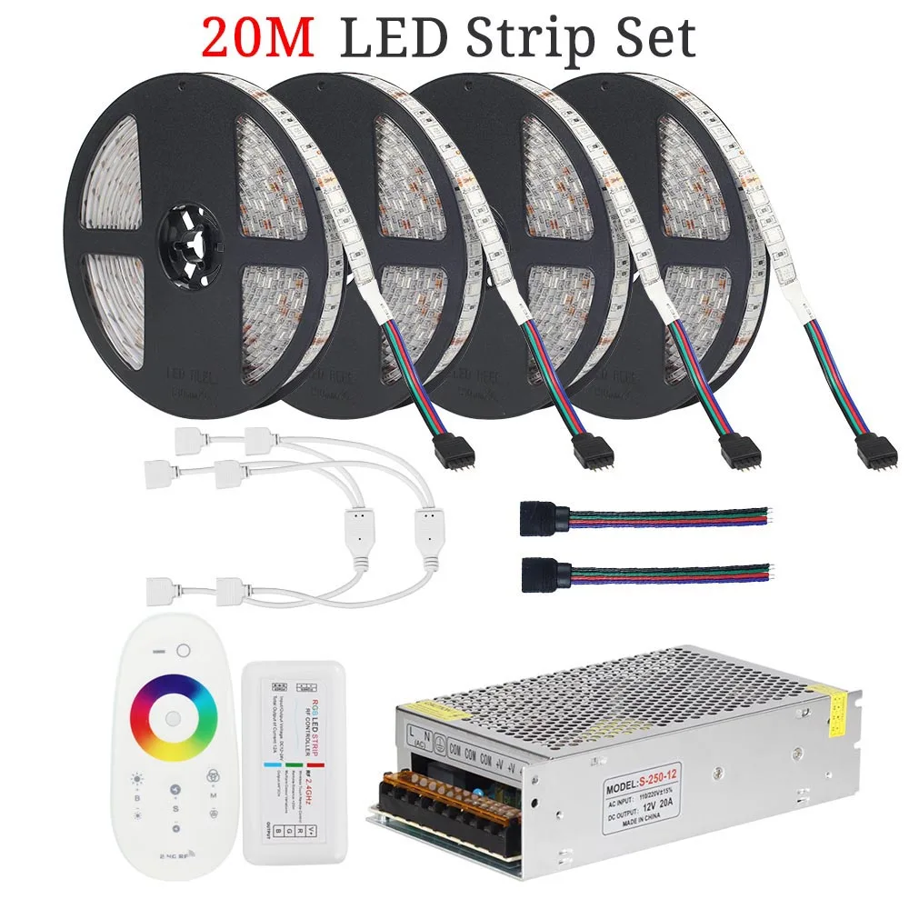 20m DC12V Светодиодные ленты 5 м/10 м/15 м/20 м Светодиодные ленты 5050 RGB RGBW rgbww 60 Светодиодный s/m 5 м/лот светодиодный гибкие полосы света - Испускаемый цвет: 20m