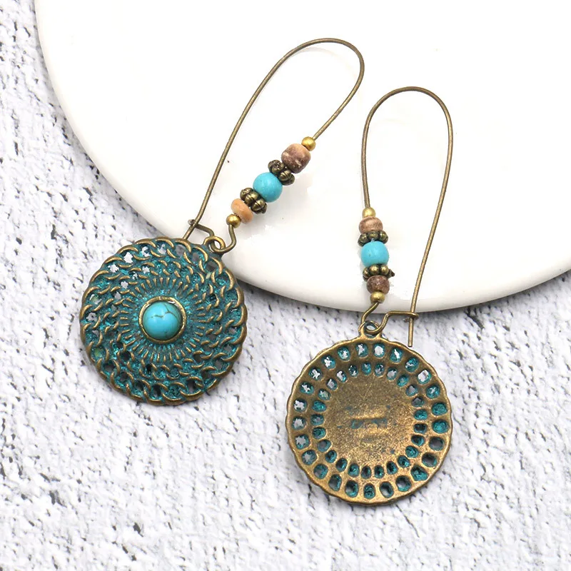 Винтажные бусины Ушные Кольца с подвесками для женщин этнические богемные