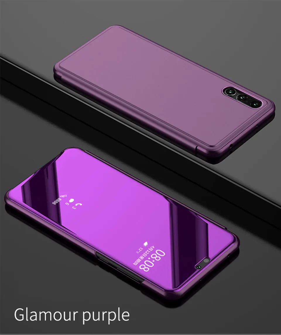 Glamour purple Прозрачный зеркальный умный чехол для телефона Xiaomi 9, 9, SE, чехол s, модный кожаный флип-чехол с подставкой для Xiaomi Redmi Note 5, 7, 7 Pro, чехол - Цвет: Glamour purple