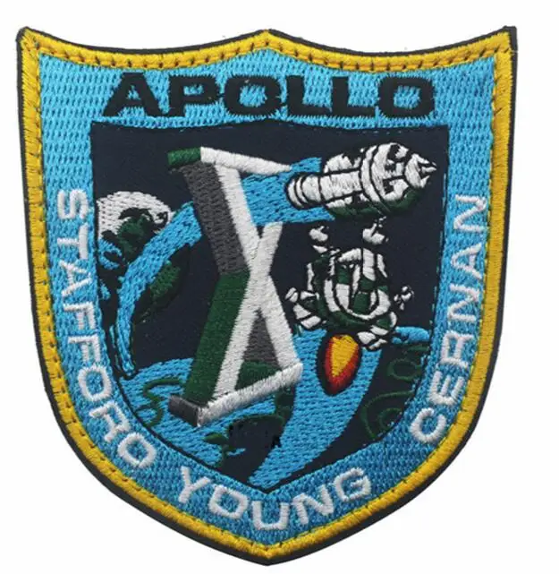 E 1 Piece APOLLO Mission Embroidery Decal Patch Astronaut DIY Spaceship Emblem Collage American Combat Outdoor Supplies Icon Badge - Цвет: E