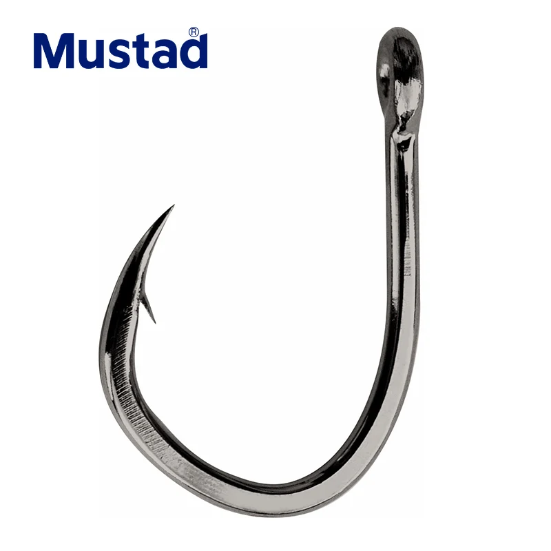 Mustad норвежский рыболовный крючок, супер мощный большой размер, круглые рыбные крючки, 7/0-10/0, 10874NP-BN