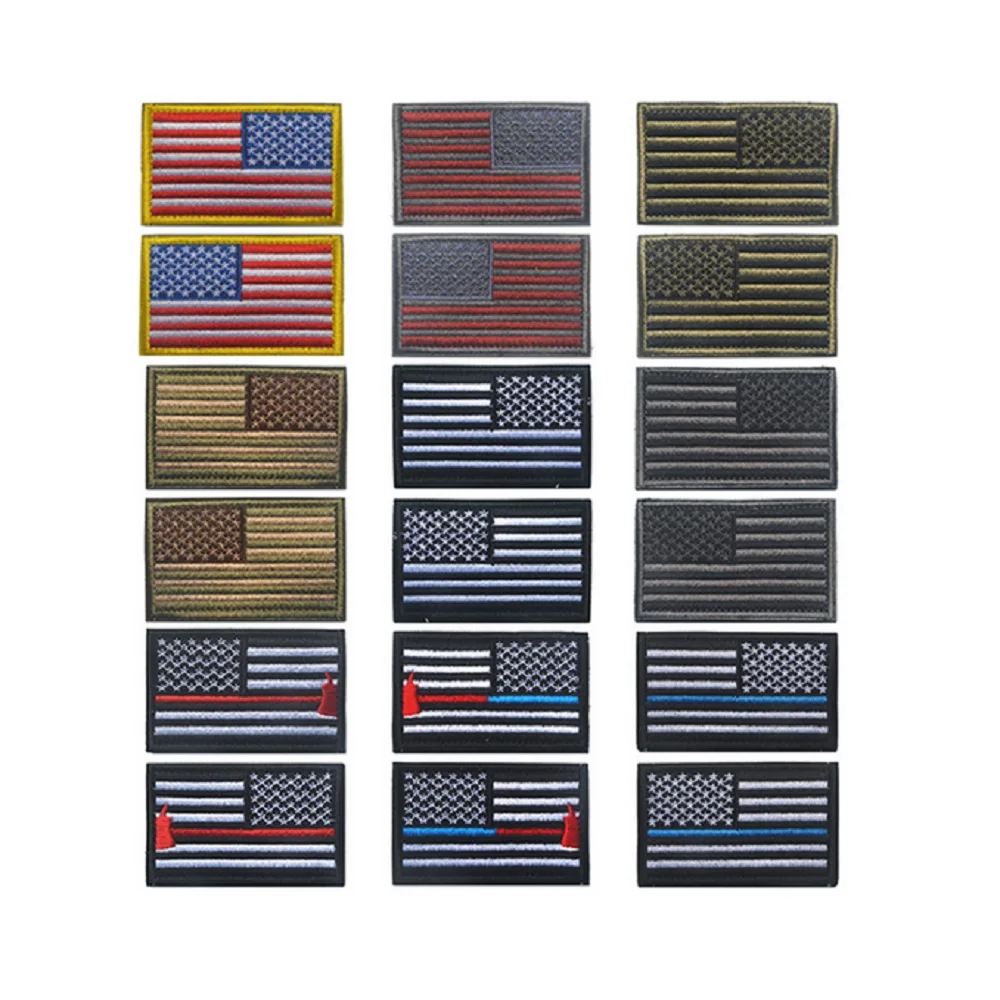 

Embroidery Patches Loops And Hook American Patch /US Flag Patch Left And Right Shoulder Patches