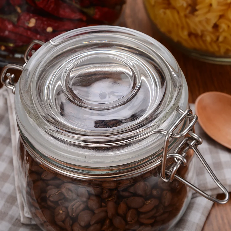 Усиленная стеклянная банка для консервирования хранения еды с широким горлышком