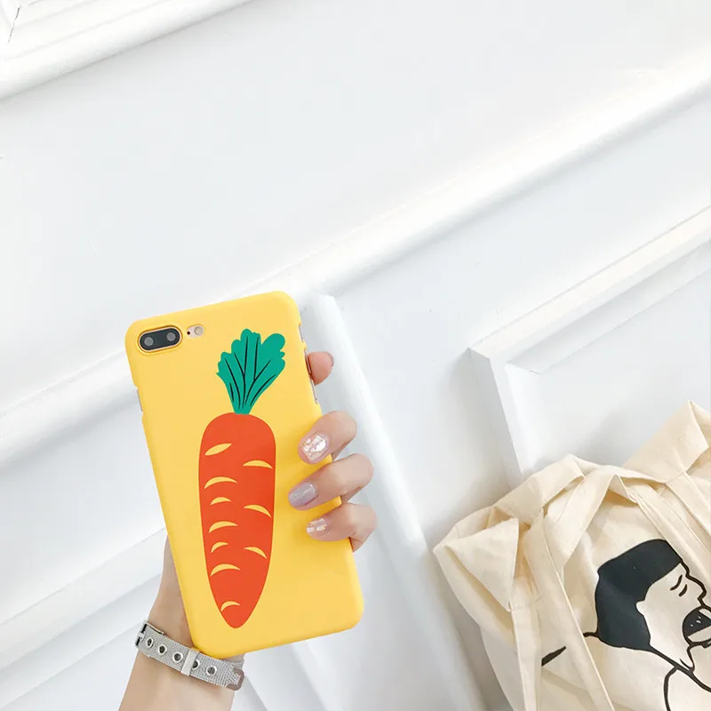 yellow back red Carrot Half pack Frosted Phone Case for IPhone 6 6s7 8 plus X XS Covers pc hard Fundas &ampOPP bag wholesale price |