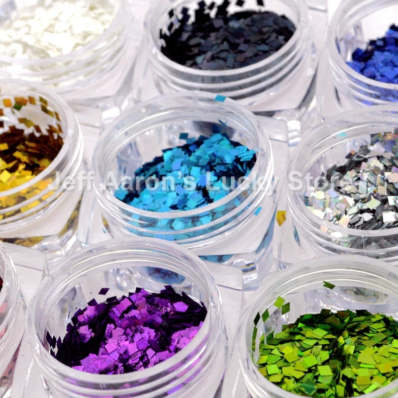 Высокое качество 12 Горшков квадратные блестящие наклейки для ногтей