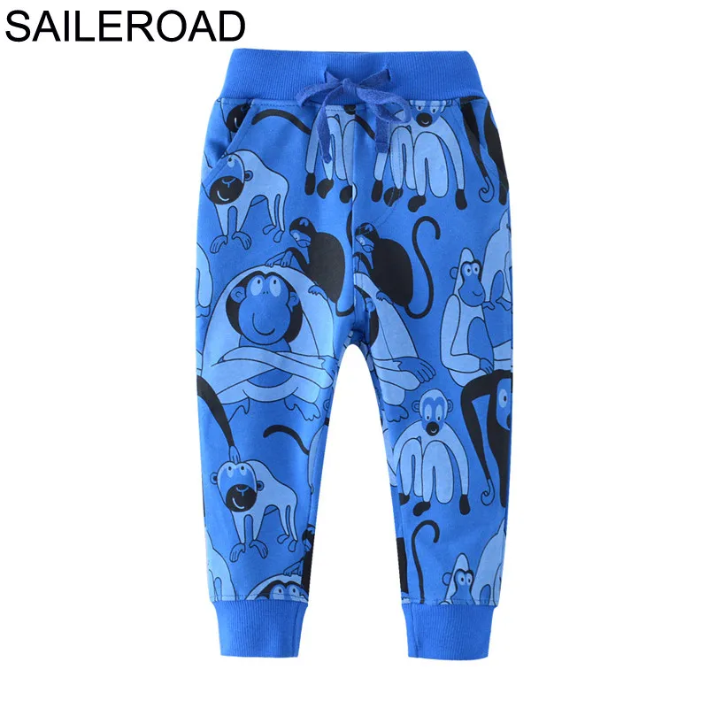 SAILEROAD Динозавр с принтом для мальчиков Длинные брюки для детей Спортивные спортивные штаны Весенние детские спортивные брюки Зимние детские брюки Одежда