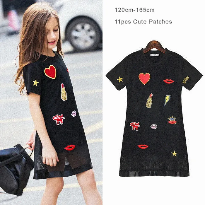 Летнее платье для больших девочек одежда маленьких длинная футболка Спортивное