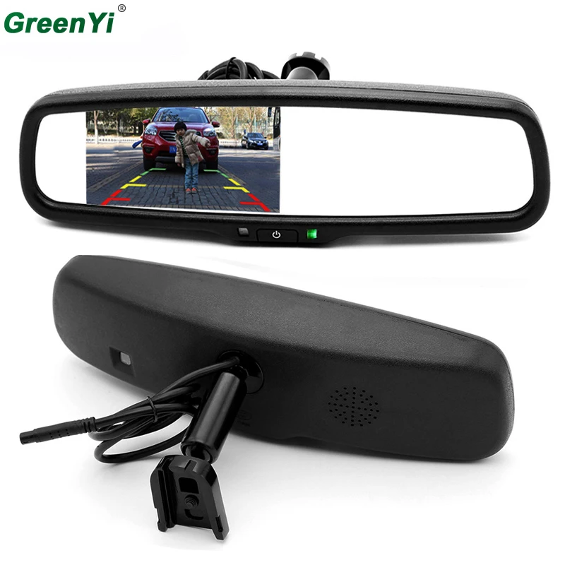 Автомобильный монитор с зеркалом заднего вида GreenYi 4," HD 800*480, 2CH видео вход для камеры заднего вида автомобиля, помощь при парковке, автомобильный видеоплеер