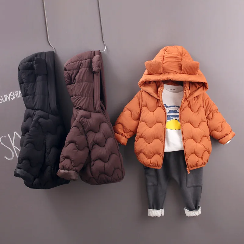 2019 Длинные Стильные осенне зимние детские пуховики на молнии для мальчиков и