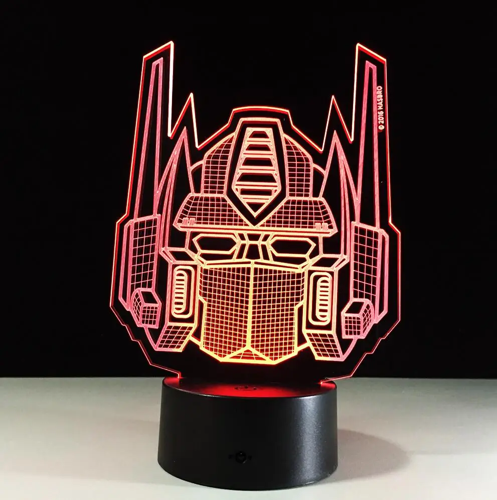 3D Transformers Amroe 3D классный Оптимус Прайм персонаж мальчик подарок Трансформеры Иллюзия настольная лампа RGB Led Ночник светильник красочные лампы - Испускаемый цвет: 3D Transformers